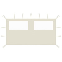 vidaXL Sidovägg med fönster till partytält 4x2 m gräddvit