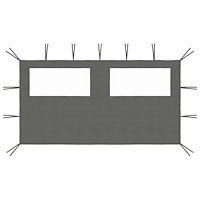 vidaXL Sidovägg med fönster till partytält 4x2 m antracit