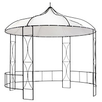 vidaXL Paviljong 300x290 cm vit rund