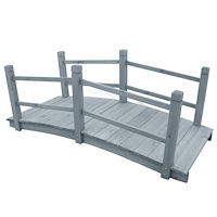vidaXL Trädgårdsbro grå 140x60x56 cm massivt granträ