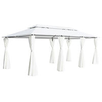 vidaXL Paviljong med draperier 600x298x270 cm vit 180g/m²