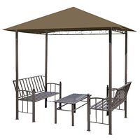 vidaXL Paviljong med bord och bänkar 2,5x1,5x2,4 m taupe 180 g/m²