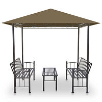 vidaXL Paviljong med bord och bänkar 2,5x1,5x2,4 m taupe 180 g/m²