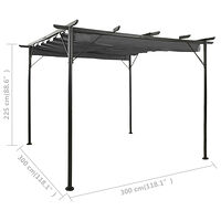 vidaXL Pergola med infällbart tak antracit 3x3 m stål 180 g/m²