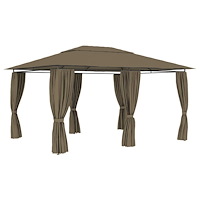 vidaXL Paviljong med draperier 4x3 m taupe 180 g/m²