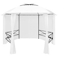 vidaXL Paviljong med draperier 360x312x265 cm vit 180 g/m²