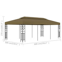 vidaXL Paviljong 6x3 m taupe 180 g/m²