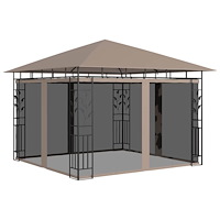 vidaXL Paviljong med myggnät 3x3x2,73 m taupe 180 g/m²
