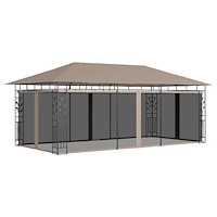 vidaXL Paviljong med myggnät 6x3x2,73 m taupe 180 g/m²