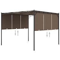 vidaXL Trädgårdspaviljong med draperier 3x3x2,25 m taupe