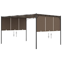 vidaXL Trädgårdspaviljong med draperier 4x3x2,25 m taupe