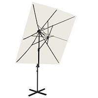 vidaXL Frihängande trädgårdsparasoll med ventilation sand 250x250 cm