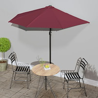 vidaXL Balkongparasoll aluminiumstång vinröd 270x144x222 cm halv