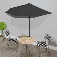 vidaXL Balkongparasoll med aluminiumstång svart 270x144x222 cm halvt