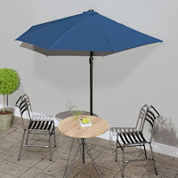 vidaXL Balkongparasoll aluminiumstång blå 270x144x222 cm halv