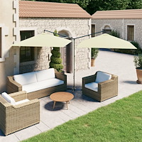 vidaXL Dubbelt trädgårdsparasoll med stålstång sand 600x300 cm