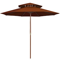 vidaXL Parasoll med två nivåer trästång terrakotta 270 cm