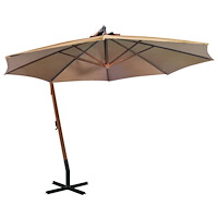 vidaXL Hängande trädgårdsparasoll med stång taupe 3,5x2,9 m
