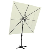 vidaXL Trädgårdsparasoll med ventilation och stång sand 250x250 cm