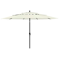 vidaXL Trädgårdsparasoll 3-nivåer med aluminiumstång sand 3,5 m