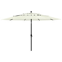 vidaXL Trädgårdsparasoll 3-nivåer med aluminiumstång sand 3,5 m