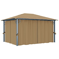 vidaXL Paviljong med draperier 400x300 cm taupe aluminium