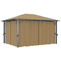 vidaXL Paviljong med draperier 400x300 cm taupe aluminium