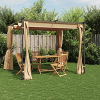 vidaXL Paviljong med draperier 3x3 m taupe stål