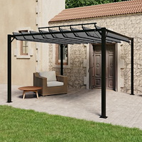 vidaXL Paviljong med lamelltak 3x3 m antracit tyg och aluminium