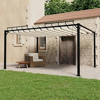 vidaXL Paviljong med lamelltak 3x4 m gräddvit tyg och aluminium