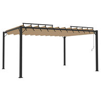 vidaXL Paviljong med lamelltak 3x4 m taupe tyg och aluminium