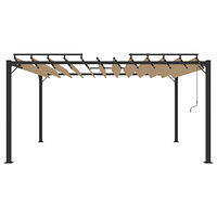 vidaXL Paviljong med lamelltak 3x4 m taupe tyg och aluminium