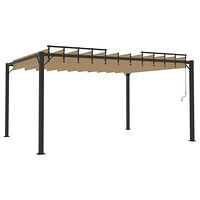 vidaXL Paviljong med lamelltak 3x4 m taupe tyg och aluminium