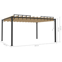 vidaXL Paviljong med lamelltak 3x4 m taupe tyg och aluminium