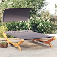 vidaXL Solsäng med tak 165x203x126cm massivt böjträ antracit