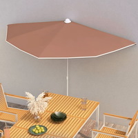 vidaXL Halvrunt parasoll med stång 180x90 cm terrakotta