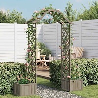 vidaXL Pergola med odlingslåda grå massivt granträ