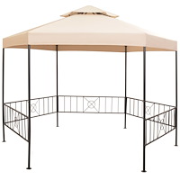 vidaXL Paviljong hexagonal 323x265 cm beige
