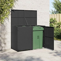 vidaXL Skjul för 2 soptunnor konstrotting 148x80x111 cm svart