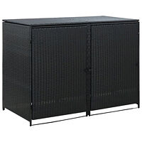 vidaXL Skjul för 2 soptunnor konstrotting 148x80x111 cm svart