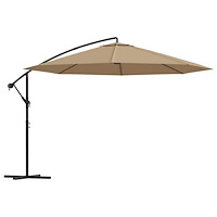 vidaXL Frihängande trädgårdsparasoll med stålstång 350 cm taupe
