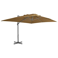 vidaXL Fribärande trädgårdsparasoll med aluminiumstång 400x300 cm taupe