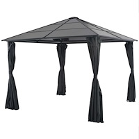 vidaXL Paviljong med draperi aluminium 3x3 m svart