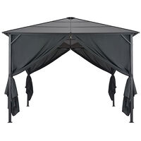 vidaXL Paviljong med draperi aluminium 3x3 m svart