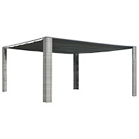 vidaXL Paviljong med skjutbart tak konstrotting 400x400x200 cm grå