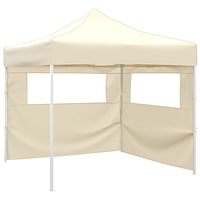 vidaXL Hopfällbart tält med 2 väggar 291x291x315 cm gräddvit