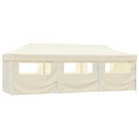 vidaXL Pop-Up hopfällbart partytält med 8 sidoväggar gräddvit 870x291x315 cm