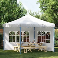 vidaXL Sidoväggar till partytält 2 st med fönster PE vit