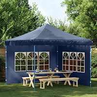 vidaXL Sidoväggar till partytält 2 st med fönster PE blå