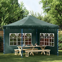 vidaXL Sidoväggar till partytält 2 st med fönster PE grön